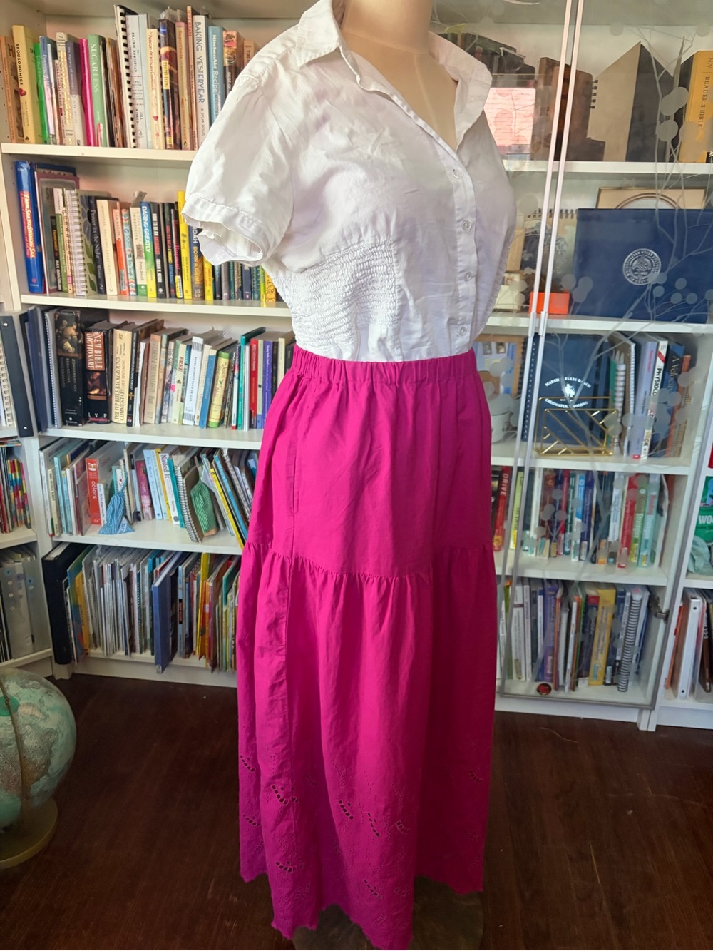 Pink Eyelet Maxi Skirt